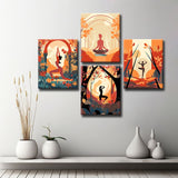 Exklusive Yoga Leinwandkunst – Stilvolle und Ausdrucksstrongke Galeriewandbilder, 4-part