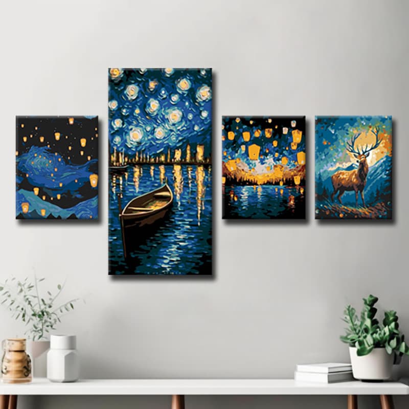 LeinwandKunst mit Van Gogh inspirierten Motiven  Faszinierende GaleriewandBilder - 4-teilig