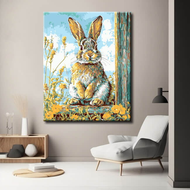 Grind nach Zahlen Tiere Hase Kracht Männchen