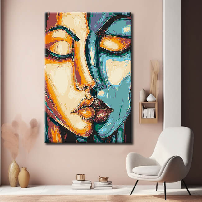 Malen nach Zahlen Abstrakte Kunst Gesichter Urbane Welt Gespräch