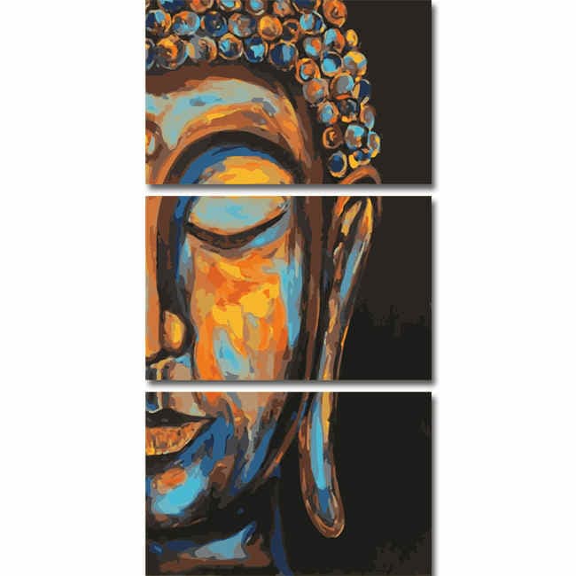 Malen nach Zahlen Schlafender Buddha Tradition - 3-teilig (Triptychon)