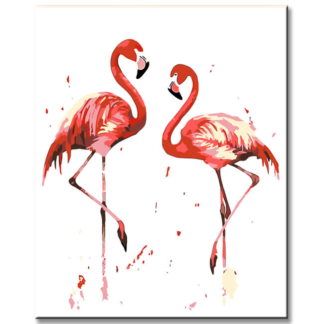 Malen nach Zahlen flamingos