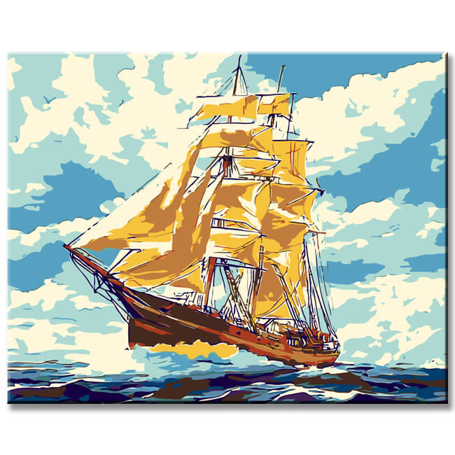Malen nach Zahlen Segelschiff im Sturm