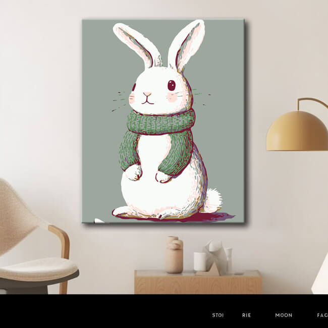 Grind nach Zahlen Bilder Sitzender weisser Hase