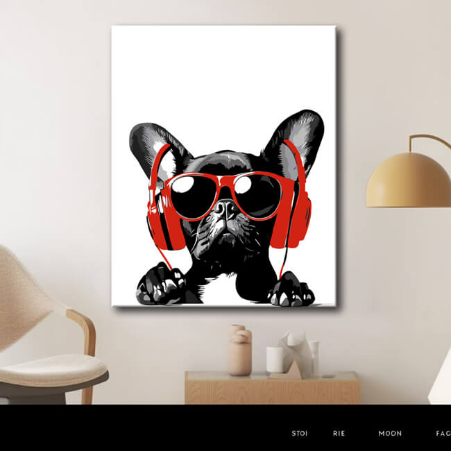 Malen nach Zahlen Bilder DJ Dog Hund mit Kopfhörer