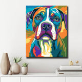 Grind nach Zahlen Hund Boxer Regenbogen bunt