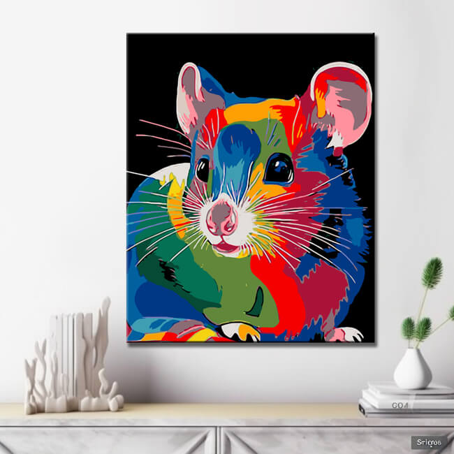 Malen nach Zahlen Maus in Regenbogenfarben TierKunst