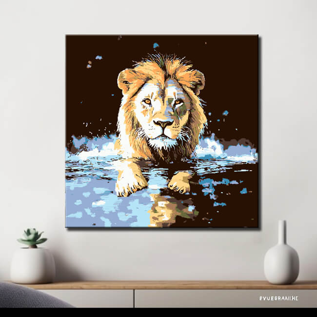 Malen nach Zahlen Löwe Spiegelung Kunst