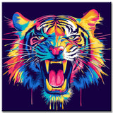 Malen nach Zahlen Tiger in Regenbogenfarben TierKunst