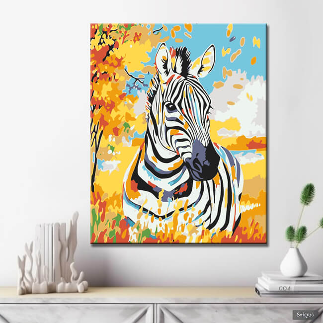 Malen nach Zahlen Zebra Pferd Tiere Moderne TierKunst Malerei