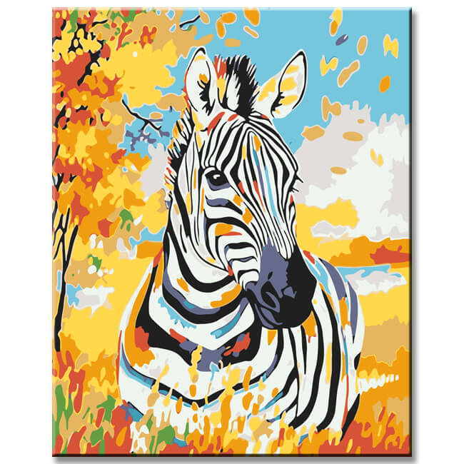 Malen nach Zahlen Zebra Pferd Tiere Moderne TierKunst Malerei