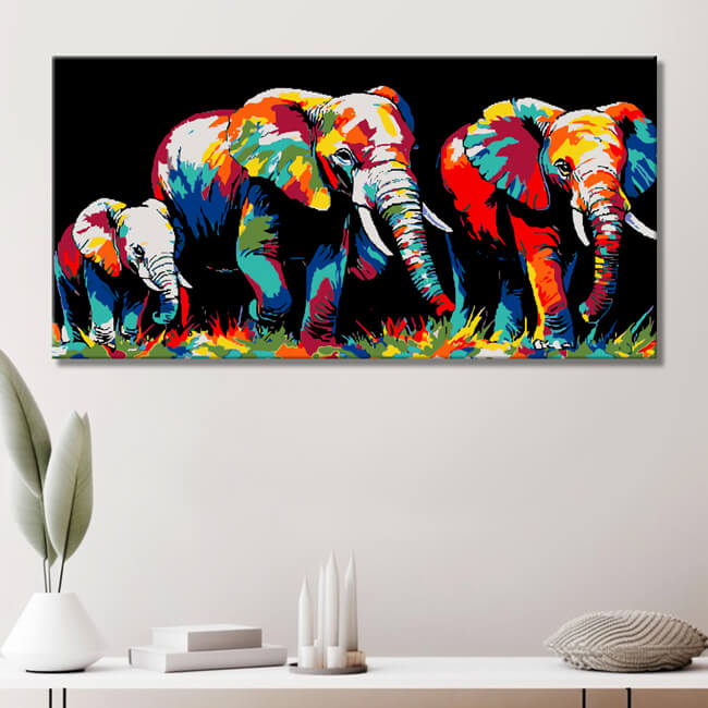 Paint by Numbers Elephant Family Modern Animal Art Painting