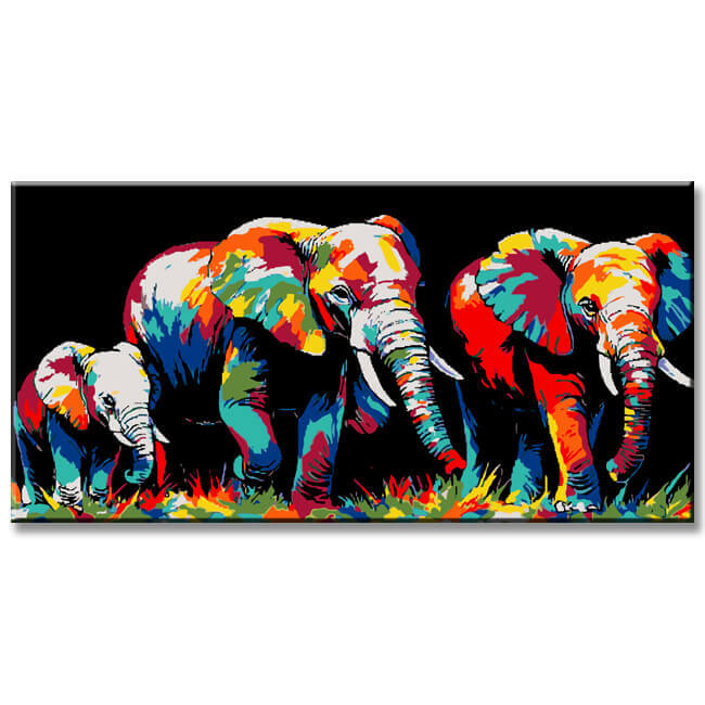 Paint by Numbers Elephant Family Modern Animal Art Painting