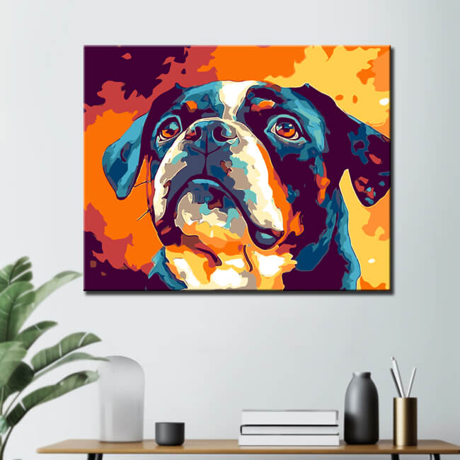 Malen nach Zahlen Hund farbig Porträt Moderne TierKunst