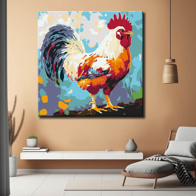 Malen nach Zahlen Bunter Hahn Moderne TierKunst