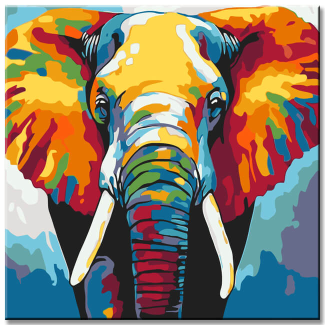 Malen nach Zahlen Großer Elefant Portrait Moderne TierKunst