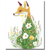 Malen nach Zahlen Bunter Fuchs im grünen Blumenkleid
