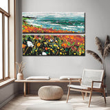 Malen nach Zahlen Panorama Blumenwiese am Meer 2-teilig
