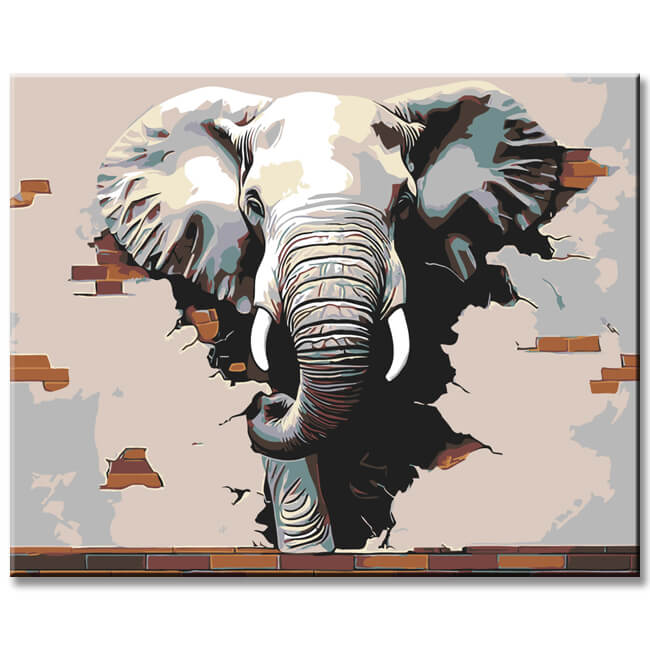 Malen nach Zahlen Photo art Elefant from the Mauer