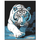 Malen nach Zahlen Kunst 3d schwarz-weiß Tiger schleicht sich an