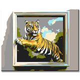 Grinding to the wall Art 3d Tiger rises with a photo from the image