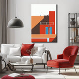 Malen nach Zahlen Kunst Minimalismus Orange Haus mit Leiter