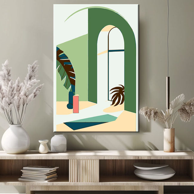 Malen nach Zahlen Kunst Minimalismus Grünes Haus Interieur