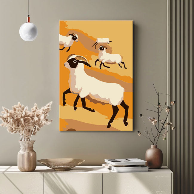 Malen nach Zahlen Kunst Schafe Abstrakt