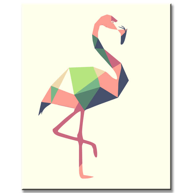 Malen nach Zahlen Kunst Polygon Stil Flamingo