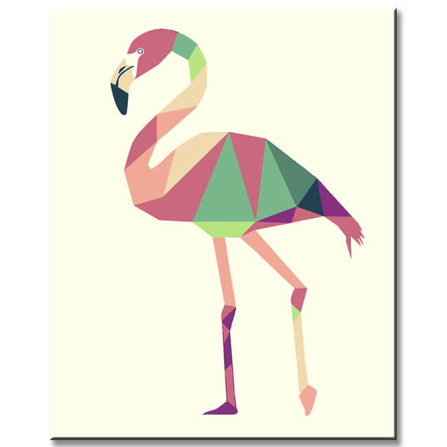 Malen nach Zahlen Kunst Polygon Stil Flamingo