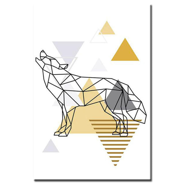 Malen nach Zahlen Kunst Strichzeichung Geometrie Polygon Heulender Wolf