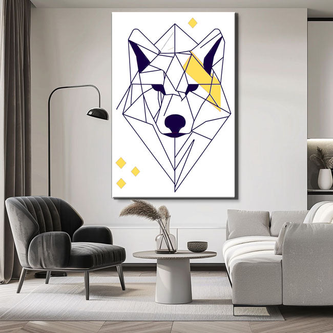 Malen nach Zahlen Kunst Strichzeichung Geometrie Polygon Wolf