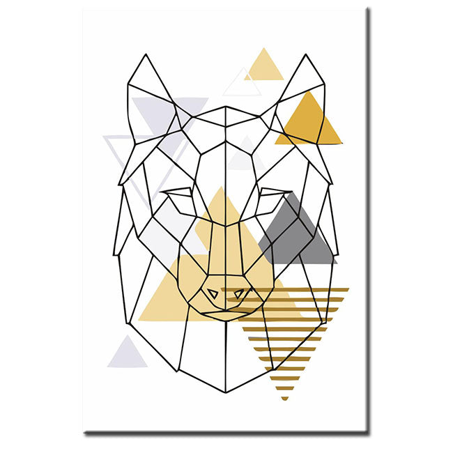 Malen nach Zahlen Kunst Strichzeichung Geometrie Polygon Wolf