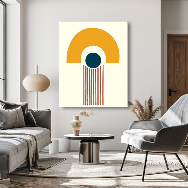 Malen nach Zahlen Kunst Minimalismus Blaue Kugel auf gelber Halbkugel