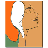 Malen nach Zahlen Kunst Minimalismus Silhouette halbes farbiges Gesicht einer Frau