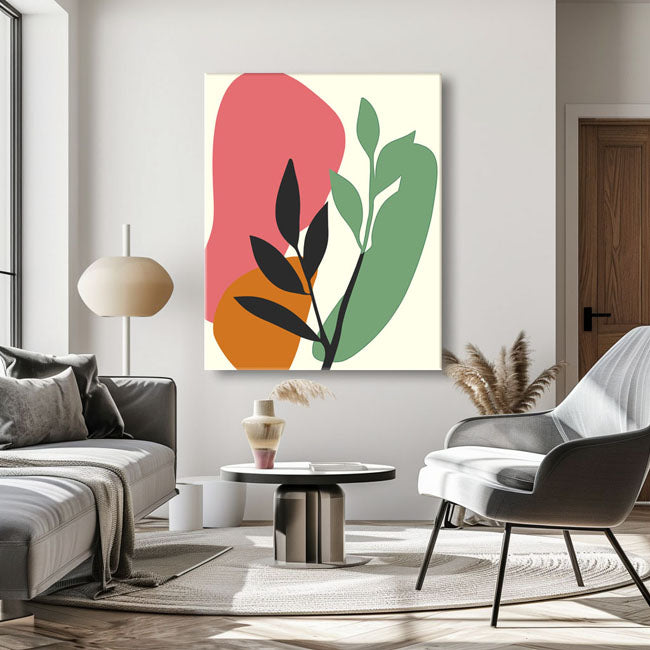 Malen nach Zahlen Kunst Minimalismus farbiges Blatt auf buntem Hintergrund