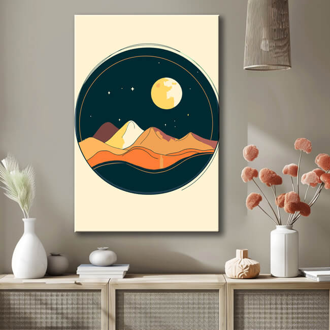 Malen nach Zahlen Kunst Minimalismus Nacht über den Bergen