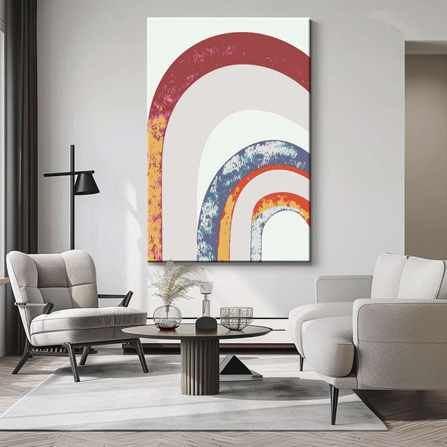 Malen nach Zahlen Kunst Minimalismus Halber Mond und Regenbogen