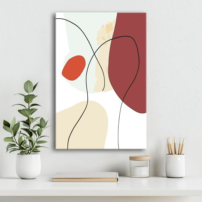 Malen nach Zahlen Kunst Minimalismus Strichzeichnung und bunte Blätter