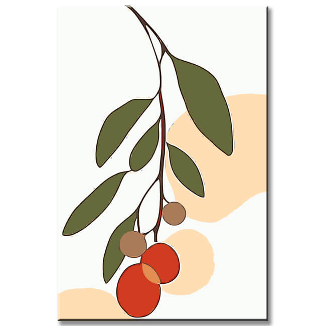 Malen nach Zahlen Kunst Minimalismus Pflanze mit Früchten