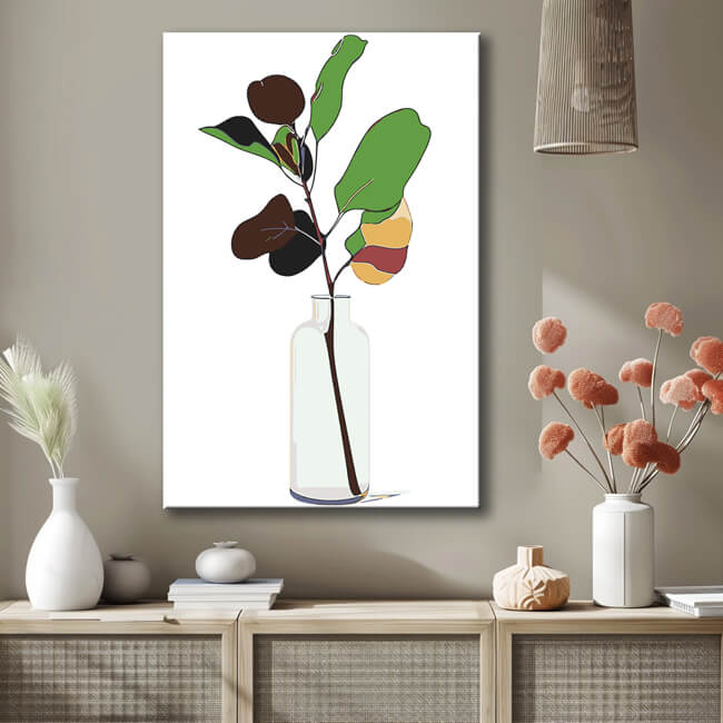 Malen nach Zahlen Kunst Minimalismus Pflanze mit Herzblatt