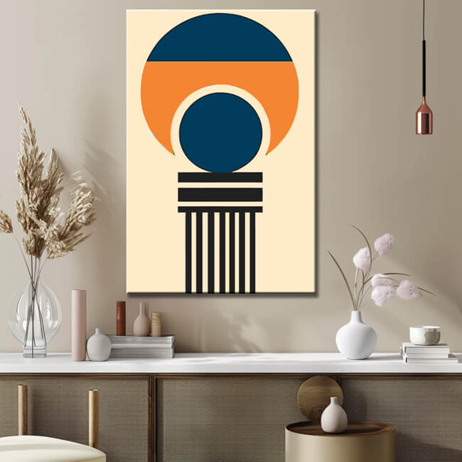 Malen nach Zahlen Kunst Minimalismus Kreise Linien Rechtecke