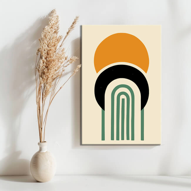 Malen nach Zahlen Kunst Minimalismus Kugel Halbkreis Linien
