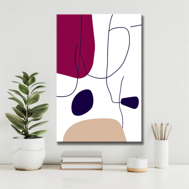 Malen nach Zahlen Kunst Minimalismus Strichzeichnung mit bunten Formen