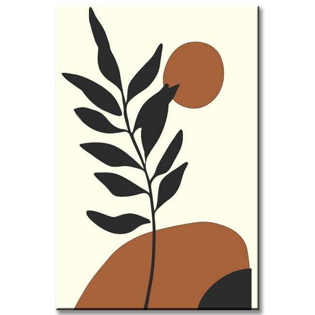 Malen nach Zahlen Kunst Minimalismus Pflanze mit Berge und und Sonne