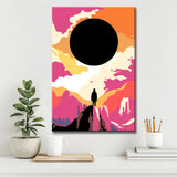 Malen nach Zahlen Kunst Sonnenfinsternis in den rosa Bergen