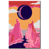 Malen nach Zahlen Kunst Sonnenfinsternis in den rosa Bergen