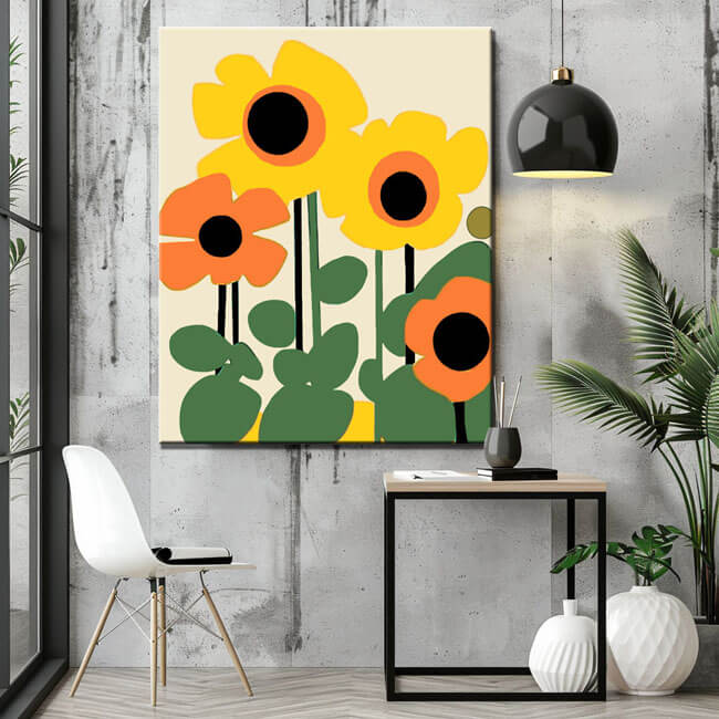 Malen nach Zahlen Minimalismus Sonnen Blumen Feld