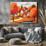 Painting by Numbers Art Illustration Colorful Houses Water Reflection