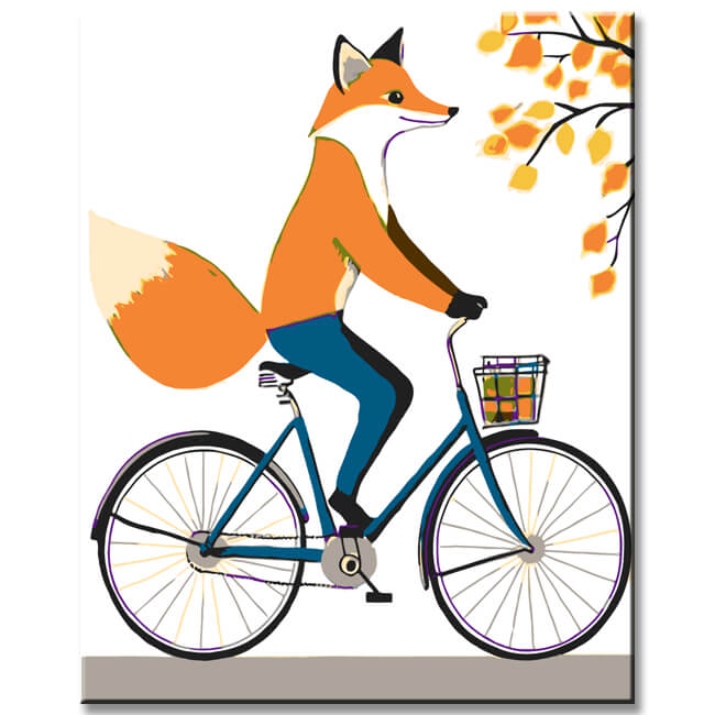 Grind after Zahlen Tiere Fuchs auf dem Fahrrad